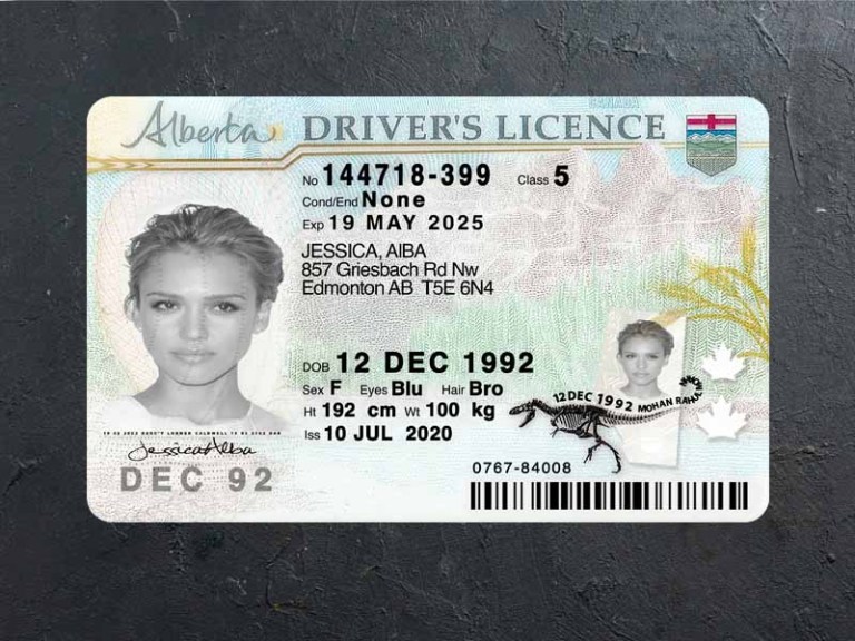 alberta driver license psd front