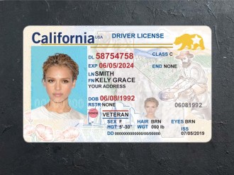 california new Driver license PSD Template Front