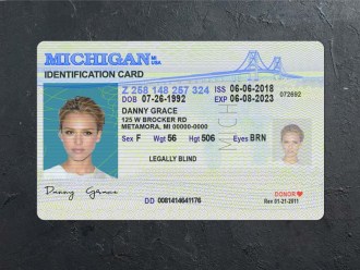 michigan id card psd front