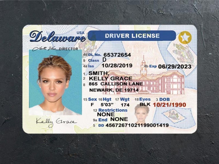 Delaware Driver license PSD Template front