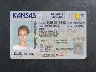 Kansas Driver license PSD Front