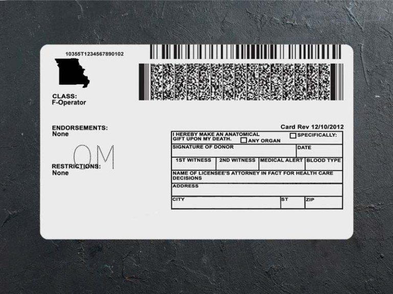 Missouri dl psd back